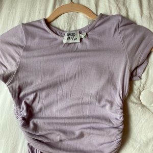 purple cropped top